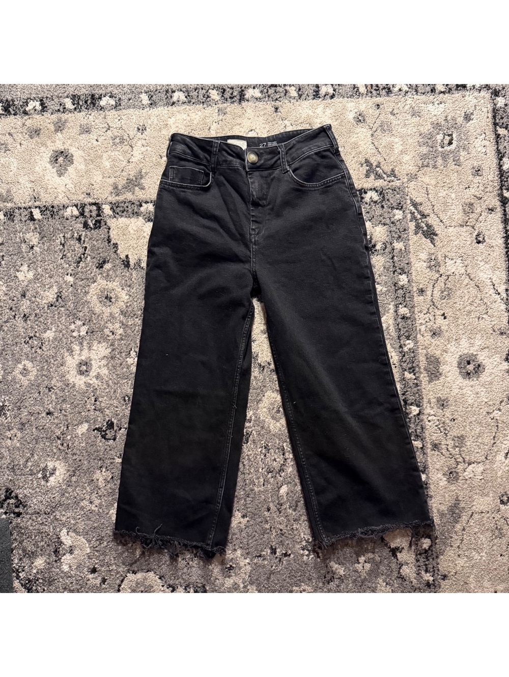 Pilcro Black Wide Leg Cropped Jeans Size 27